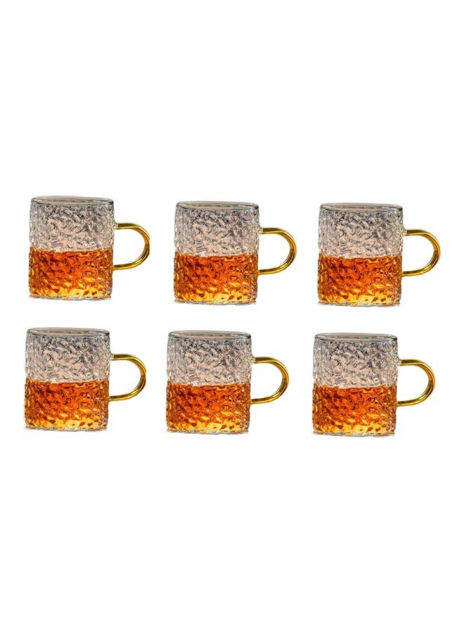 Generic - 6-Piece Borosilicate Glass Tea Cup Clear/Gold - Image 1