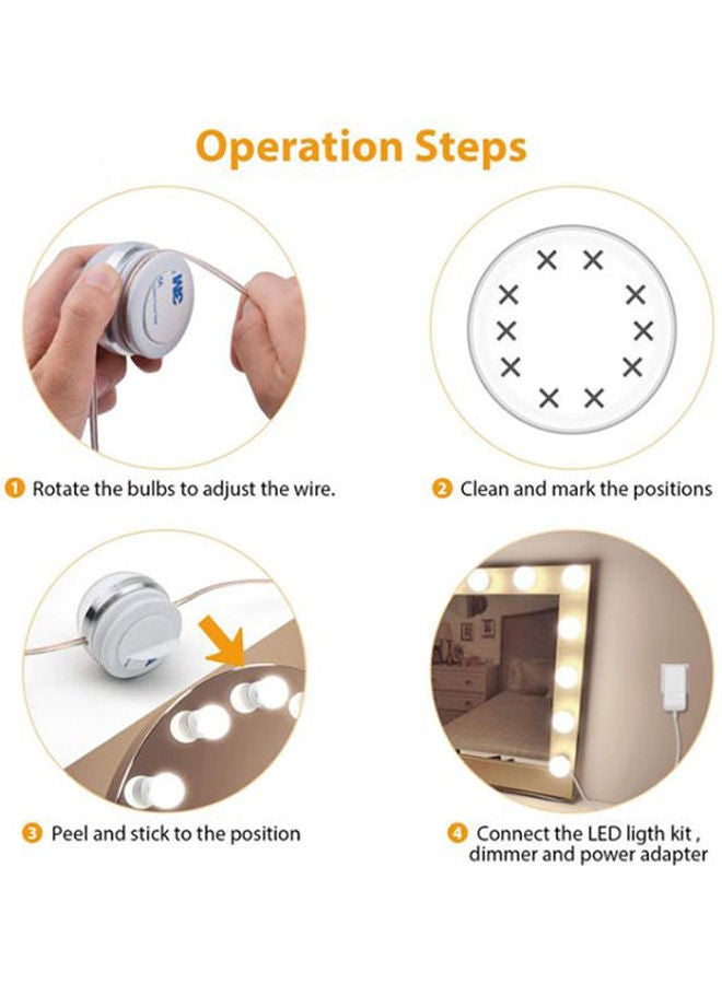 Generic - LED Vanity Mirror Lights Hollywood Style Makeup Mirror Bulbs White 8/2x5/9x2/7inch - Image 1