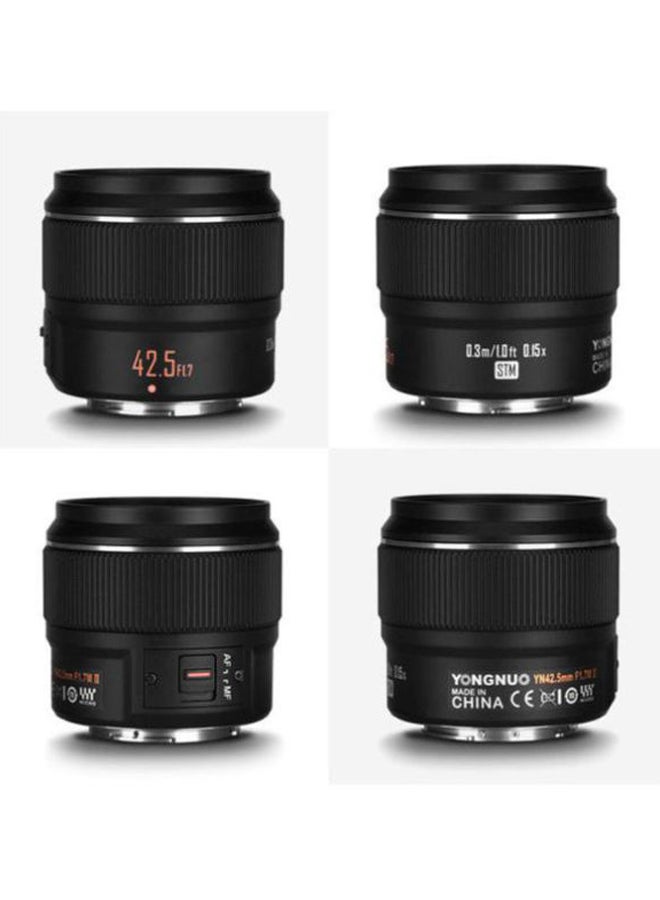 YN42.5mm F1.7M II M4/3 Large Aperture Multi-Coated Fixed Focus Camera Lens Black