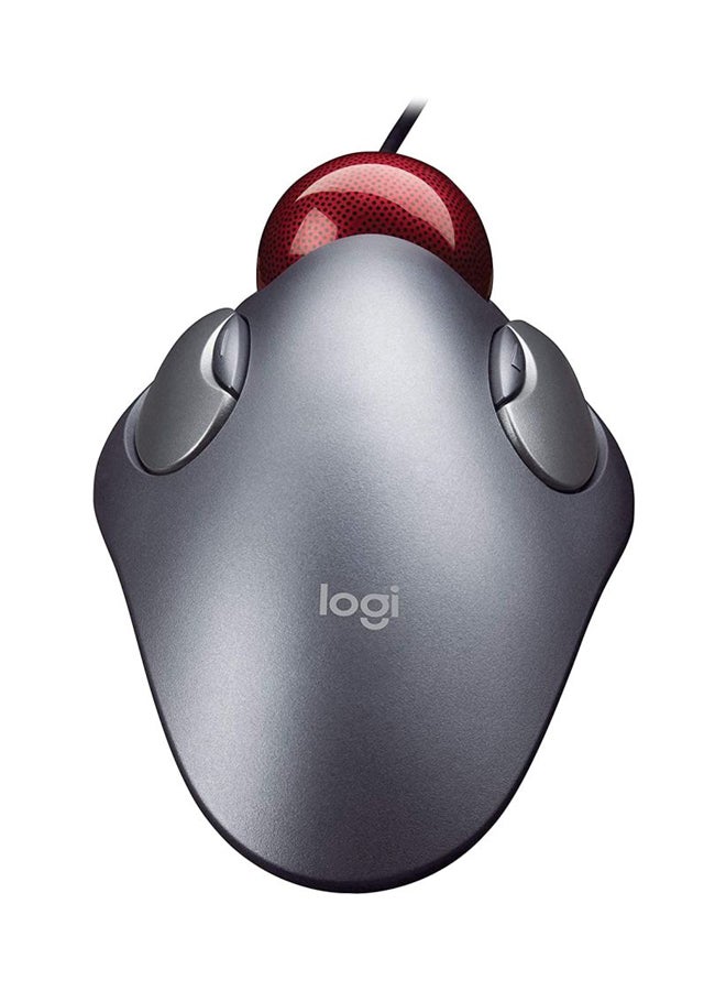 Logitech Trackman Marble Wired Mouse Silver/Red  - Image 3
