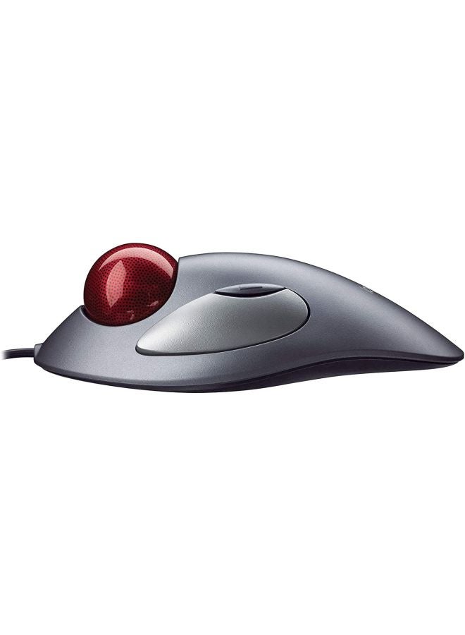 Logitech Trackman Marble Wired Mouse Silver/Red  - Image 4
