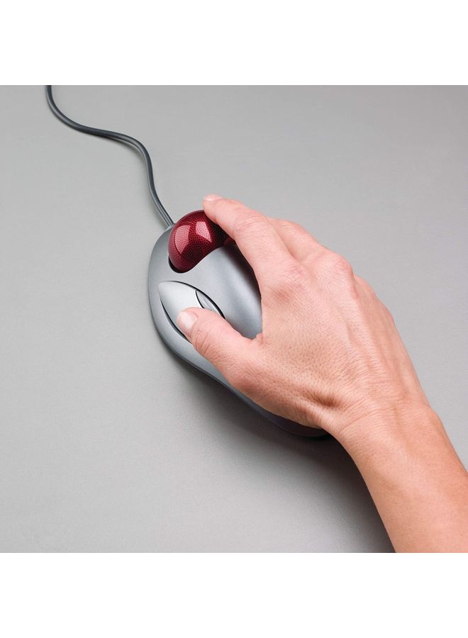 Logitech Trackman Marble Wired Mouse Silver/Red  - Image 5