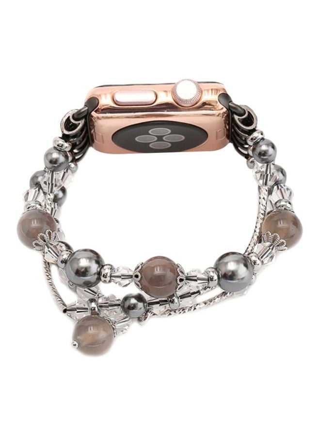 Voberry Replacement Band For Apple Watch Series 2/1 42mm Silver/Brown  - Image 1
