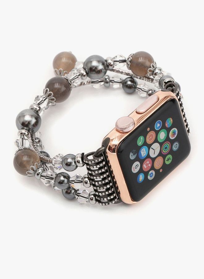 Voberry Replacement Band For Apple Watch Series 2/1 42mm Silver/Brown  - Image 2