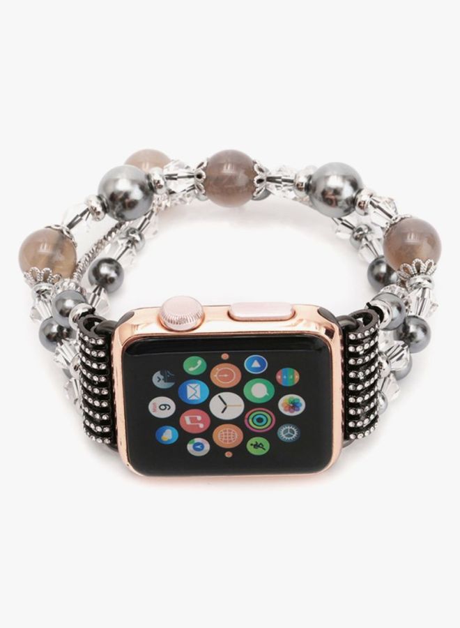 Voberry Replacement Band For Apple Watch Series 2/1 42mm Silver/Brown  - Image 3