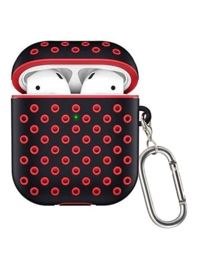 MARGOUN Protective Case Cover With Carabiner For Apple AirPods Black/Red - Image 1