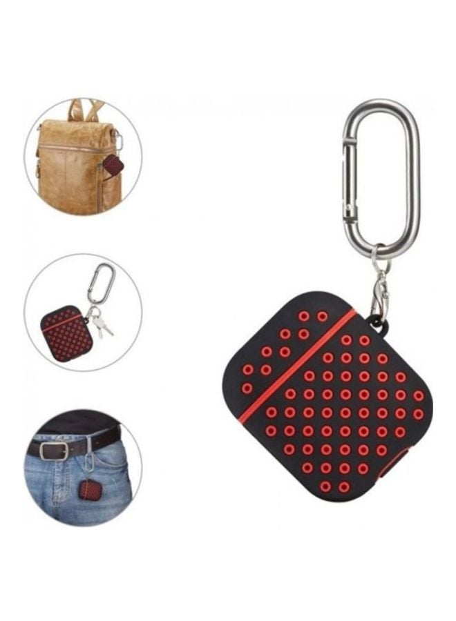 MARGOUN Protective Case Cover With Carabiner For Apple AirPods Black/Red - Image 4