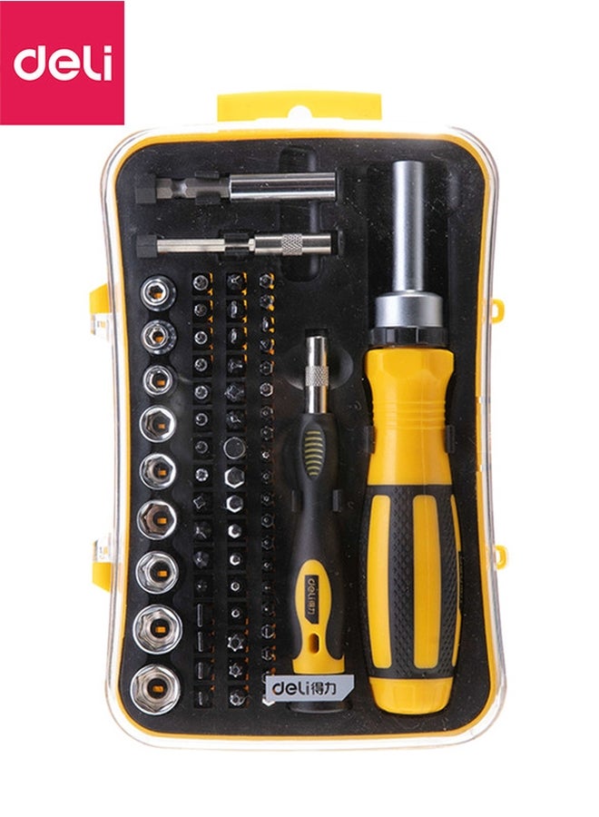 Deli 65-Piece Precision Screwdriver Set Yellow/Black/Silver  - Image 1