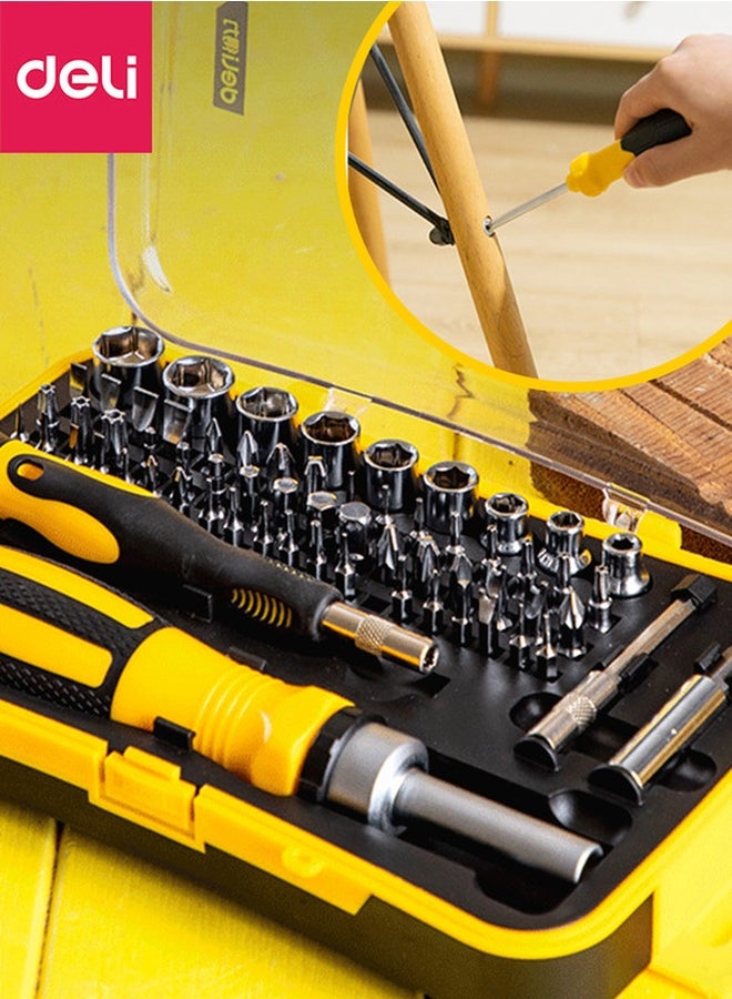 Deli 65-Piece Precision Screwdriver Set Yellow/Black/Silver  - Image 2
