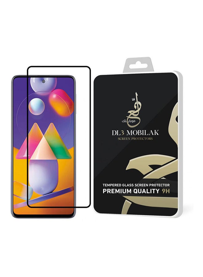 لاصقة حماية بتغطية كاملة للشاشة بحافة 5D لهاتف سامسونج جالاكسي M62 من دلع موبايلك أسود/شفاف