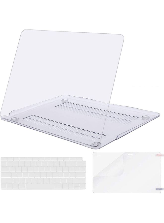 Hard Case With Keyboard Cover And Screen Protector For Apple MacBook Air 13-Inch White/Clear - Image 1