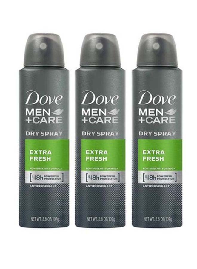 Dove Pack Of 3 Extra Fresh Antiperspirant Dry Spray Grey/Green 3x107grams - Image 1