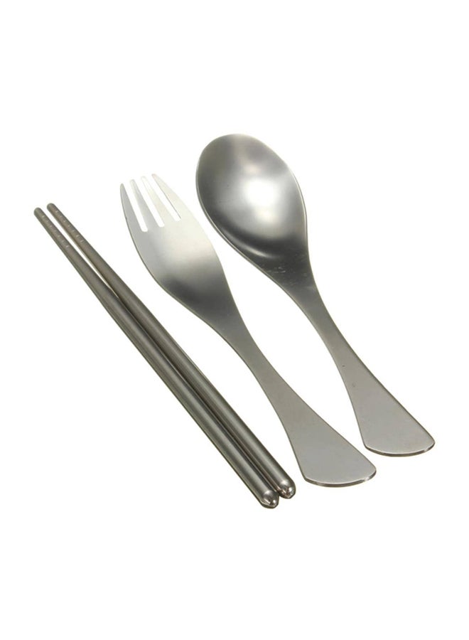 Cool Baby 1 Set Traveling Camping Picnic Dinner Spoon Fork Chopsticks Blue/Silver 21x5cm  - Image 2
