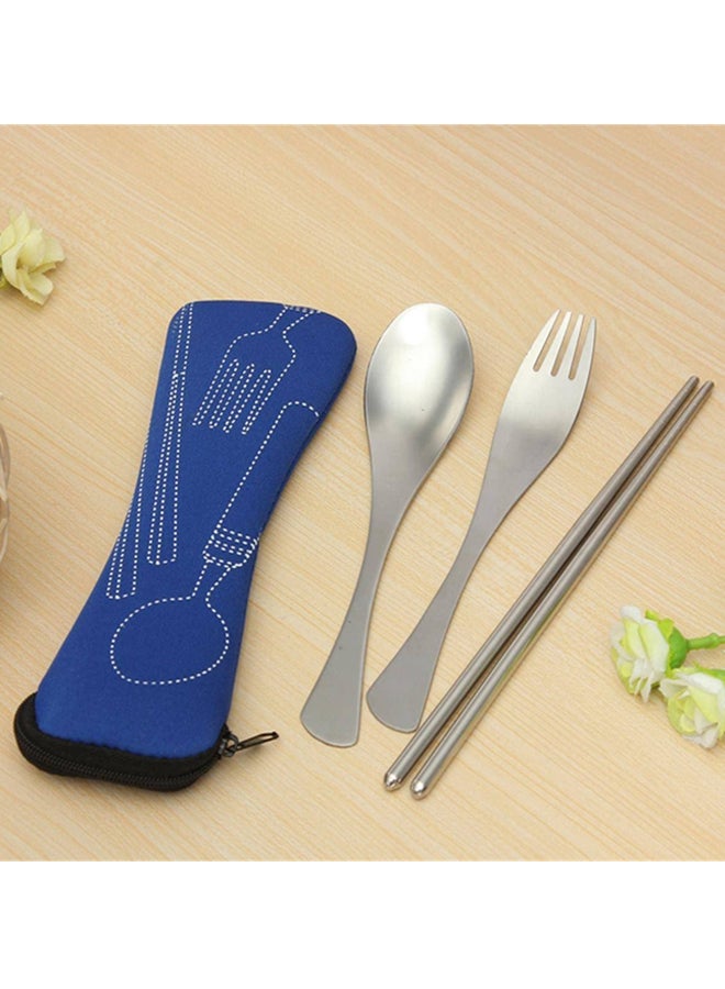 Cool Baby 1 Set Traveling Camping Picnic Dinner Spoon Fork Chopsticks Blue/Silver 21x5cm  - Image 5