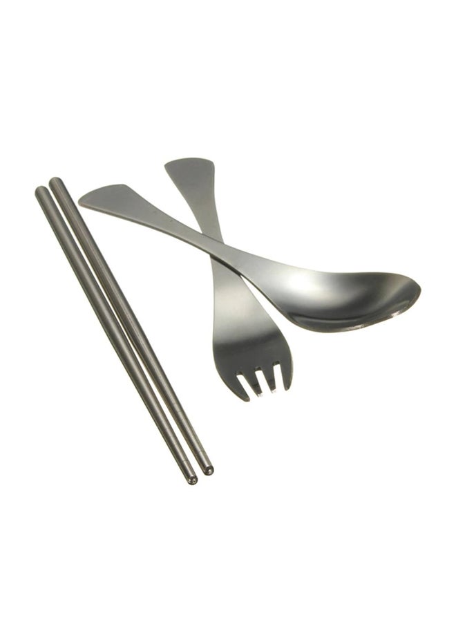 Cool Baby 1 Set Traveling Camping Picnic Dinner Spoon Fork Chopsticks Blue/Silver 21x5cm  - Image 3