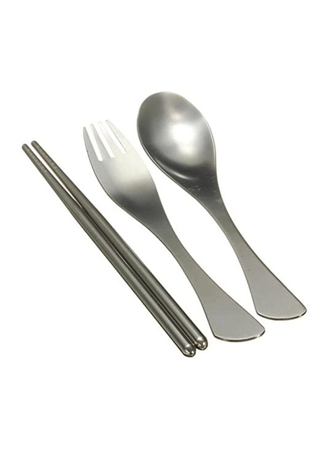 Cool Baby 1 Set Traveling Camping Picnic Dinner Spoon Fork Chopsticks Red/Silver 21x5cm  - Image 1