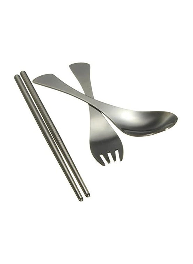 Cool Baby 1 Set Traveling Camping Picnic Dinner Spoon Fork Chopsticks Red/Silver 21x5cm  - Image 2