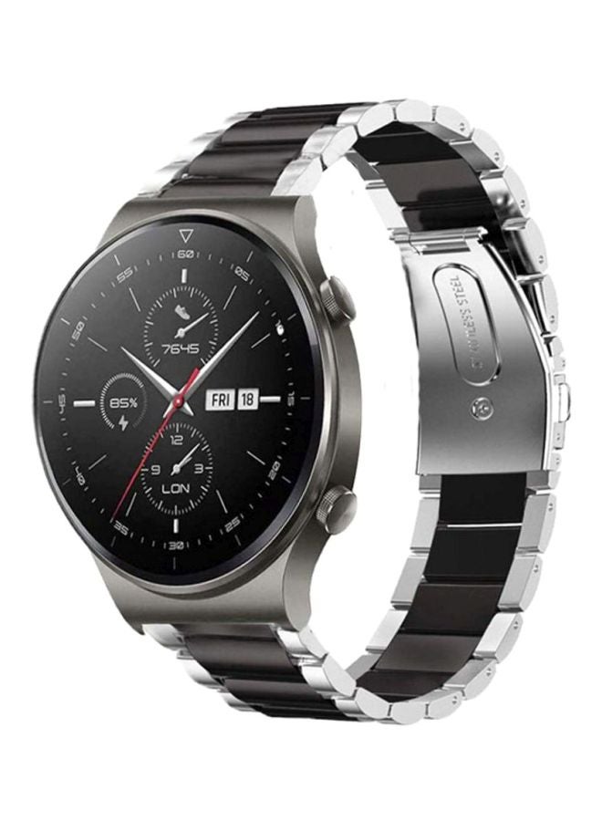 S-Color Replacement Band For Huawei Watch GT 2 Pro Black/Silver - Image 2
