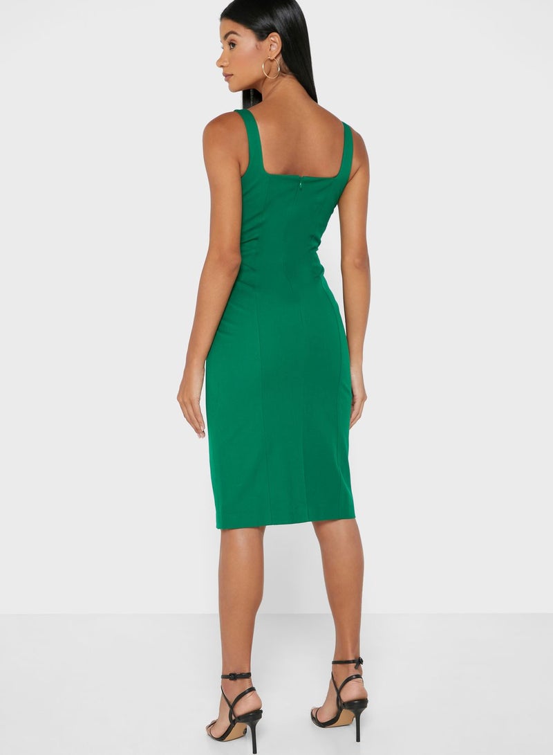 BANANA REPUBLIC Square Neck Casual Dress Green  - Image 2