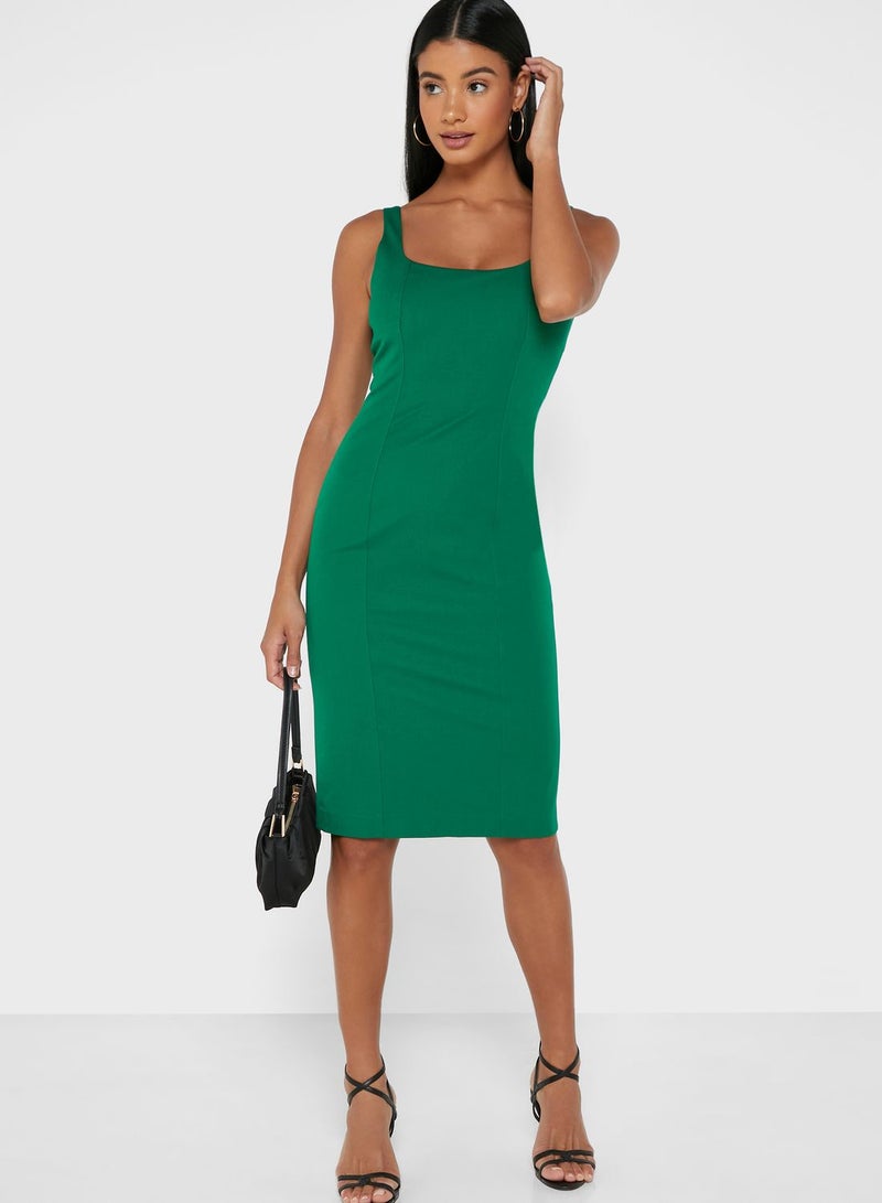 BANANA REPUBLIC Square Neck Casual Dress Green  - Image 3