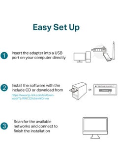 محول USB لاسلكي عالى الكسب بسرعة 150 ميجابت في الثانية أبيض/ أسود - v1623736594/N41584645A_7