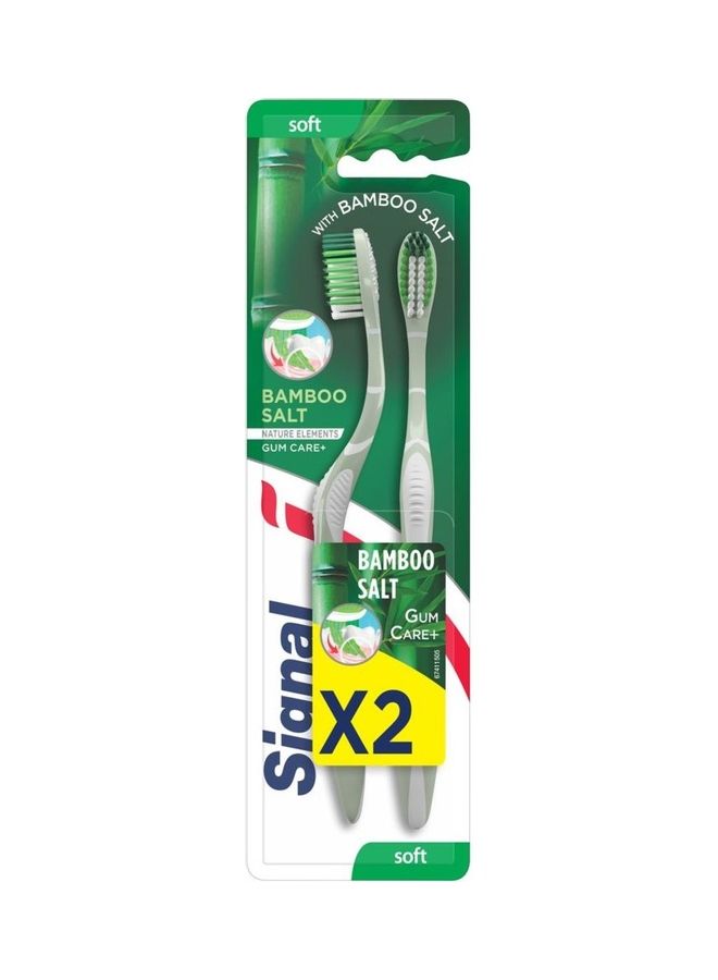 Signal Set Of 2 - Bamboo Salt Toothbrush Multicolour 50grams - Image 1