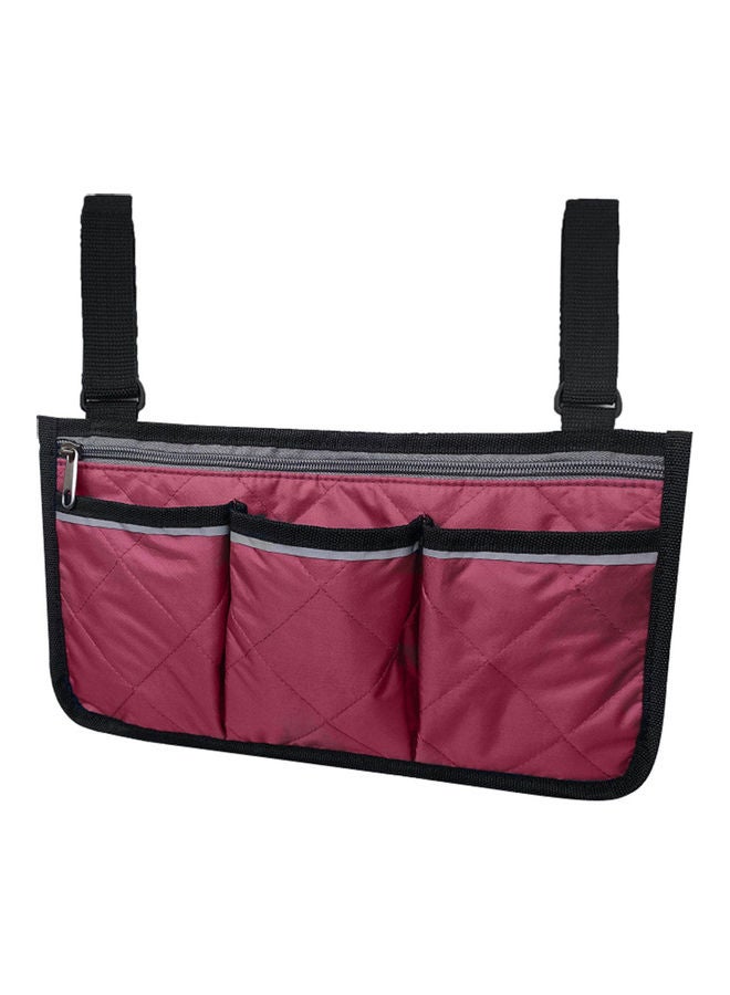 Wheelchair Multi-Pocket Side Hanging Storage Bag Wine Red - Image 1