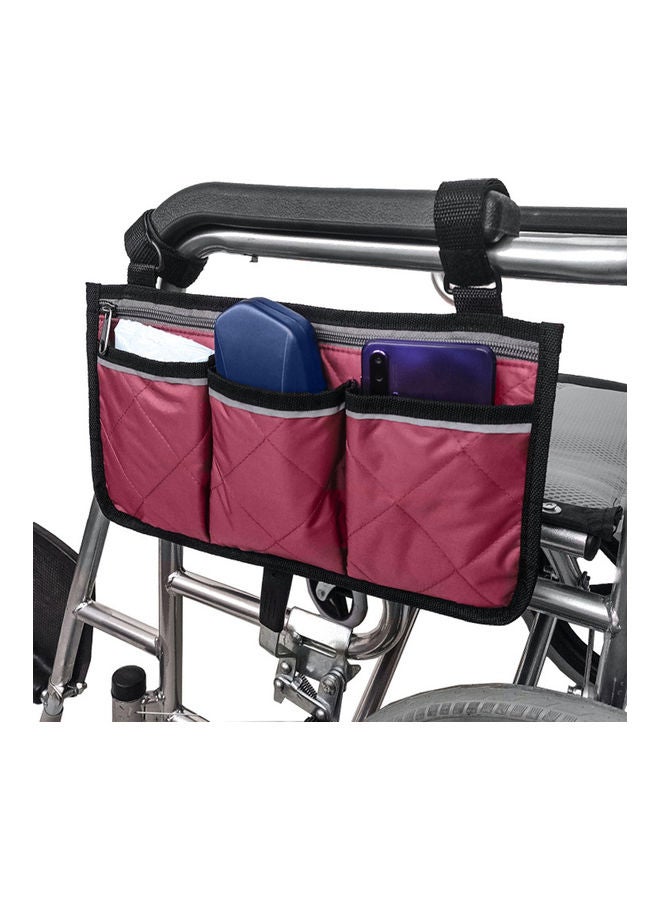 Wheelchair Multi-Pocket Side Hanging Storage Bag Wine Red - Image 2