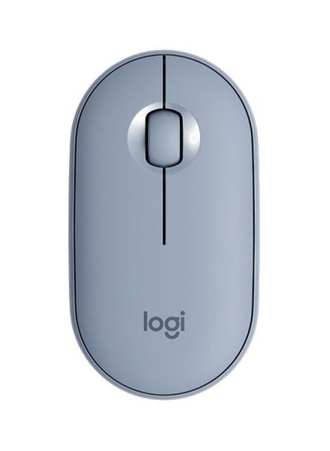 M350 Pebble Wireless Mouse, Bluetooth or 2.4 GHz with USB Mini-Receiver, Silent, Slim, Quiet Click Blue