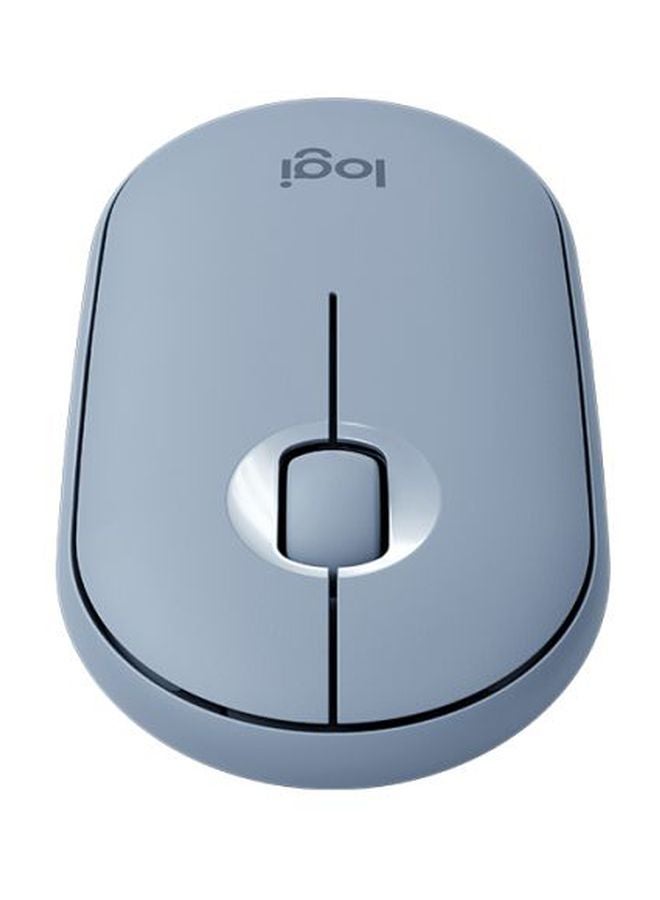 M350 Pebble Wireless Mouse, Bluetooth or 2.4 GHz with USB Mini-Receiver, Silent, Slim, Quiet Click Blue