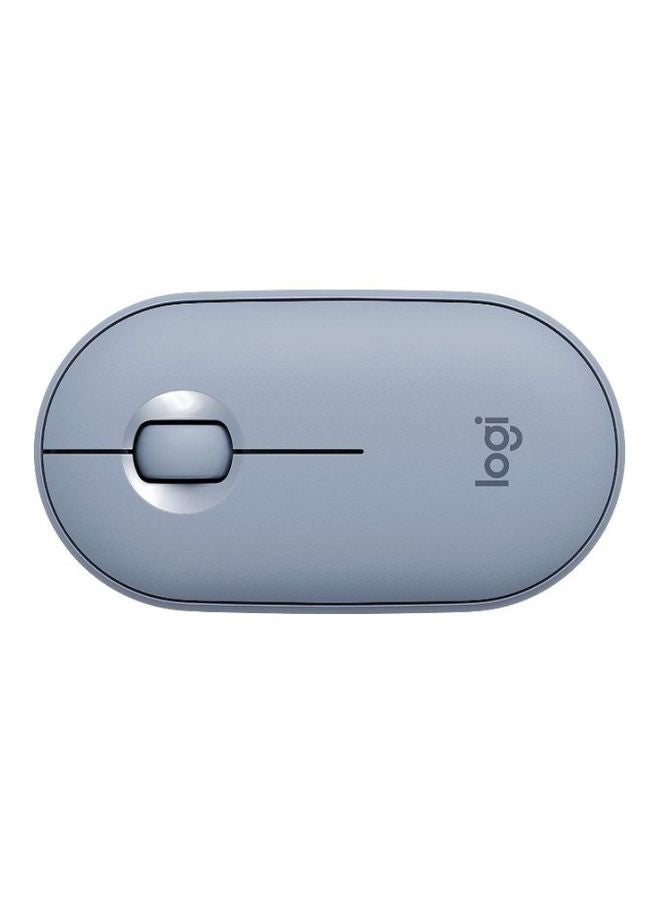 M350 Pebble Wireless Mouse, Bluetooth or 2.4 GHz with USB Mini-Receiver, Silent, Slim, Quiet Click Blue