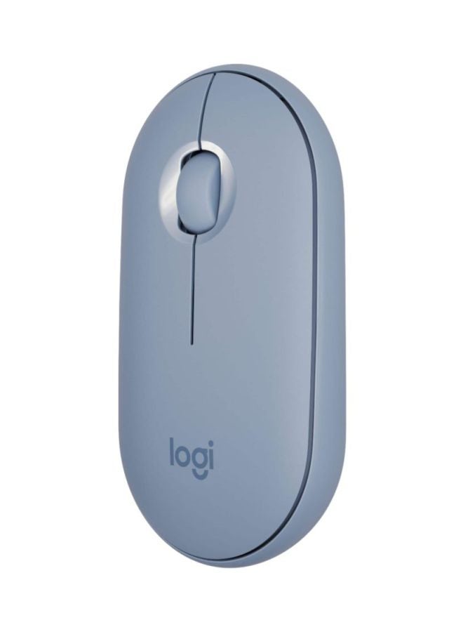 M350 Pebble Wireless Mouse, Bluetooth or 2.4 GHz with USB Mini-Receiver, Silent, Slim, Quiet Click Blue