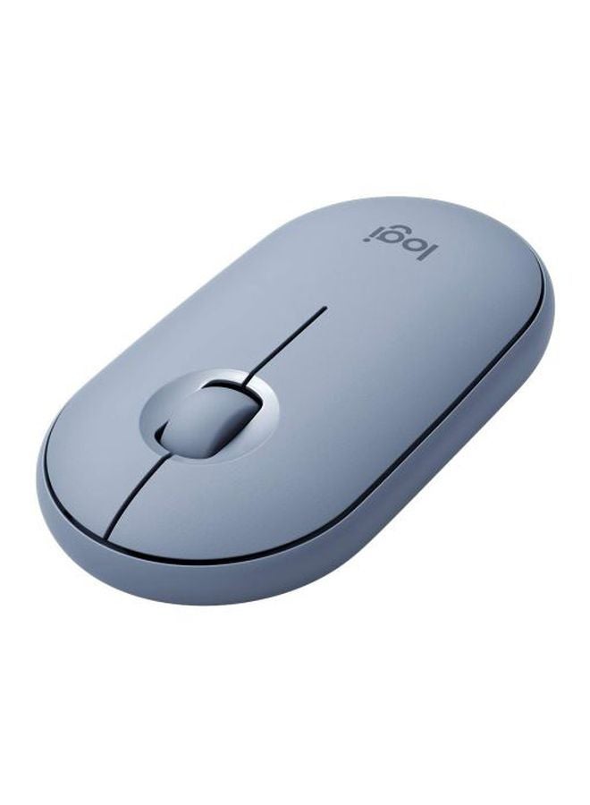 M350 Pebble Wireless Mouse, Bluetooth or 2.4 GHz with USB Mini-Receiver, Silent, Slim, Quiet Click Blue