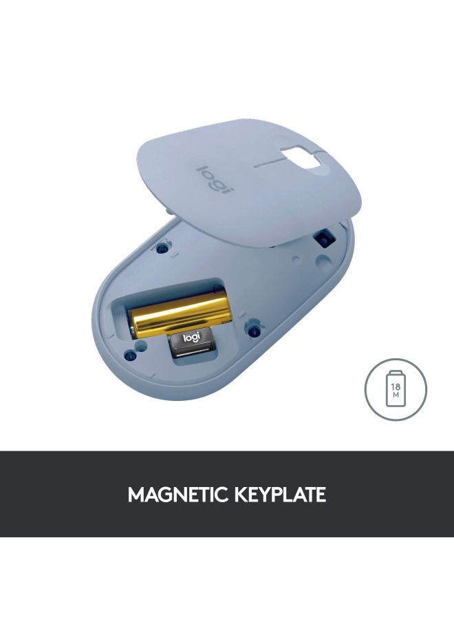 M350 Pebble Wireless Mouse, Bluetooth or 2.4 GHz with USB Mini-Receiver, Silent, Slim, Quiet Click Blue