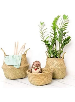Generic Seagrass Belly Pot Straw Basket Brown 32x28cm  - Image 2