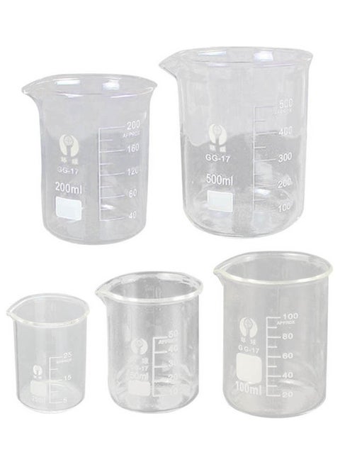 5-Piece Borosilicate Glass Beaker Set Clear