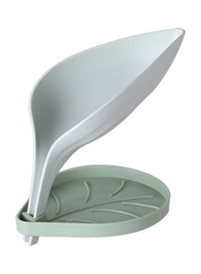 Home Bathroom Leaf Shape Double Layer Drain Soap Box Green/White