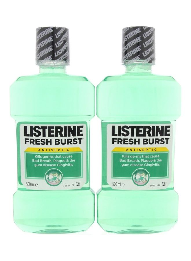 Listerine Pack Of 2 Antiseptic Fresh Burst Mouthwash Green 500ml 