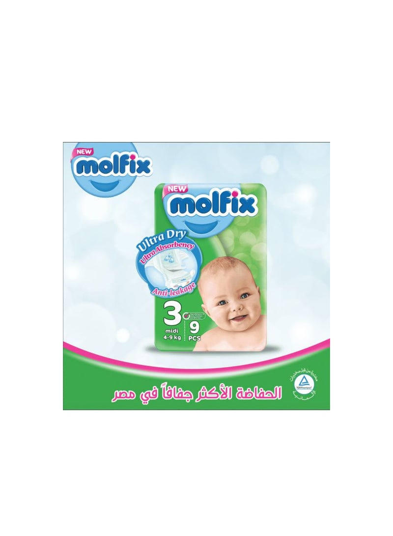 Molfix - 9 Piece - Comfort Fix Diapers Small Pack, Size 3 Midi (4-9 Kg) - Image 1