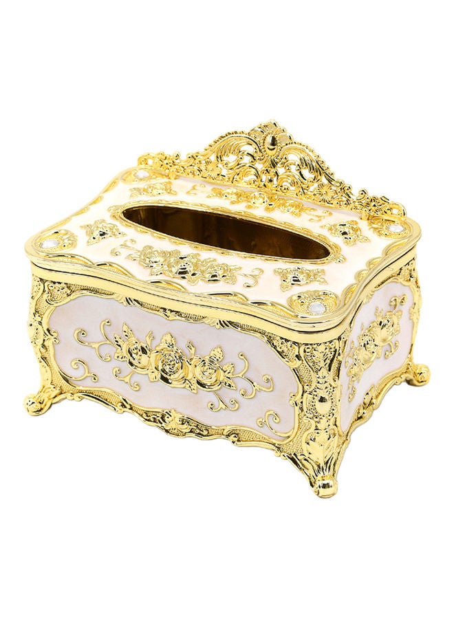 Beautiful Retro Design Tissue Box Gold/White - Image 1