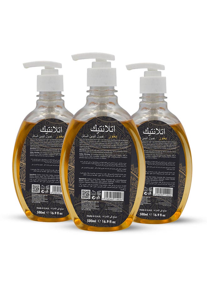 Atlantic 3-Piece Bakhoor Liquid Hand Wash Yellow 500ml  - Image 2