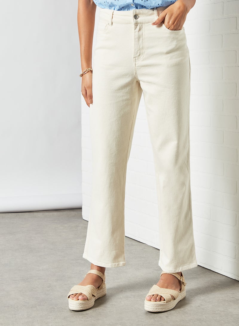 PIECES High-Waist Jeans Beige  - Image 1