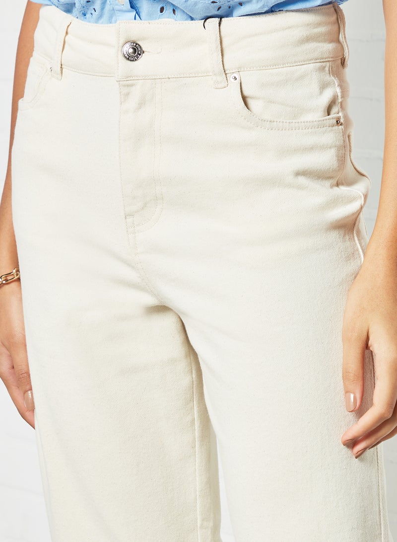 PIECES High-Waist Jeans Beige  - Image 4