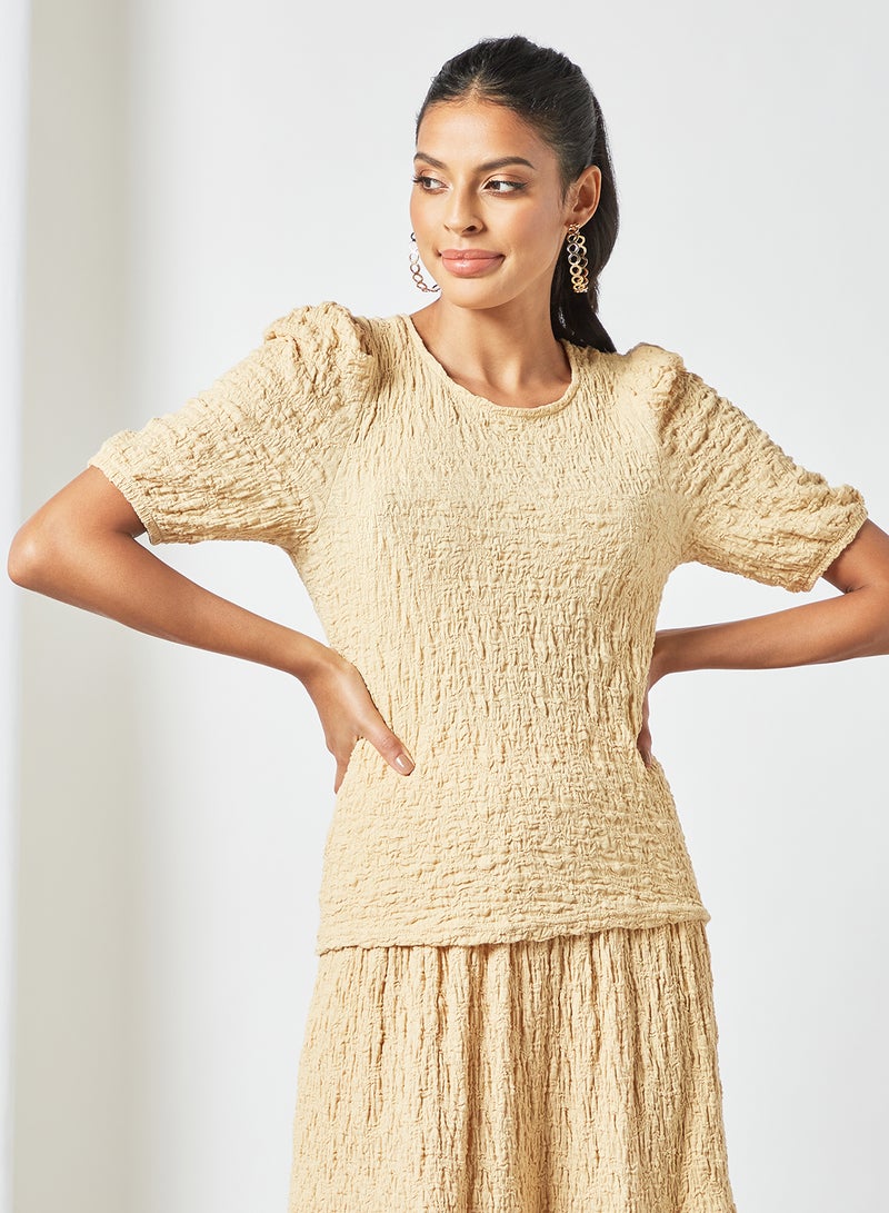 PIECES - Puff Sleeve Blouse Almond Buff - Image 1