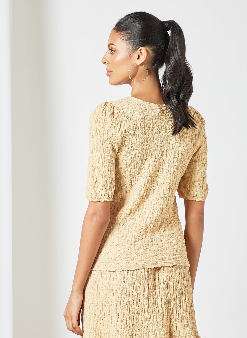 PIECES - Puff Sleeve Blouse Almond Buff - Image 1