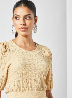 PIECES Puff Sleeve Blouse Almond Buff  - Image 4
