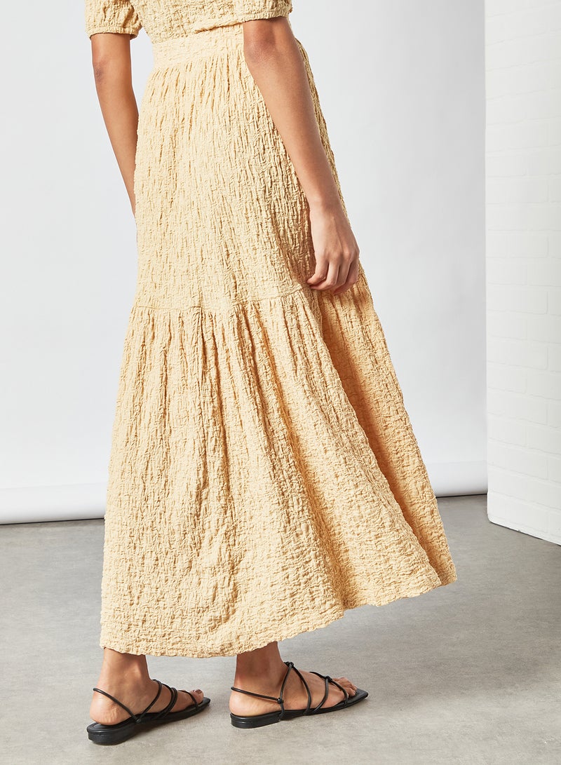 Pleated Midi Skirt Brown