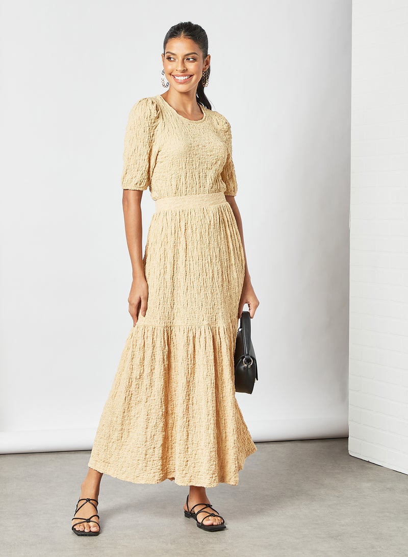 Pleated Midi Skirt Brown