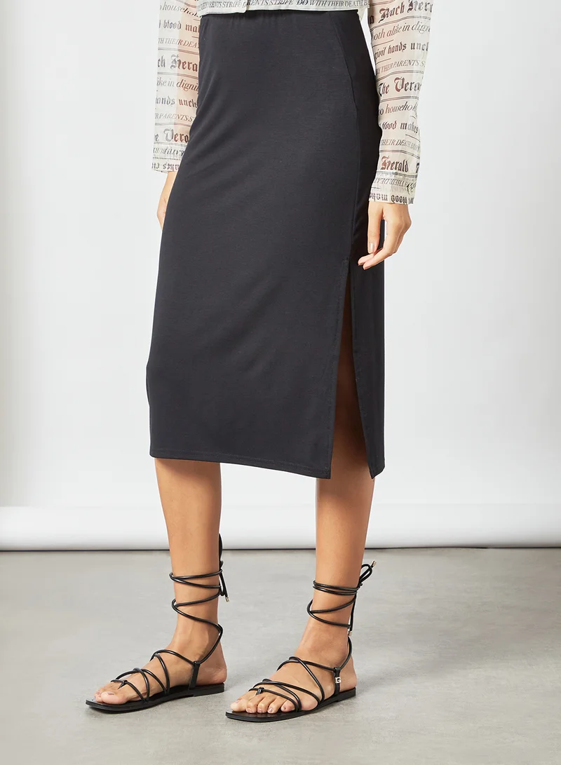 PIECES Midi Slit Skirt