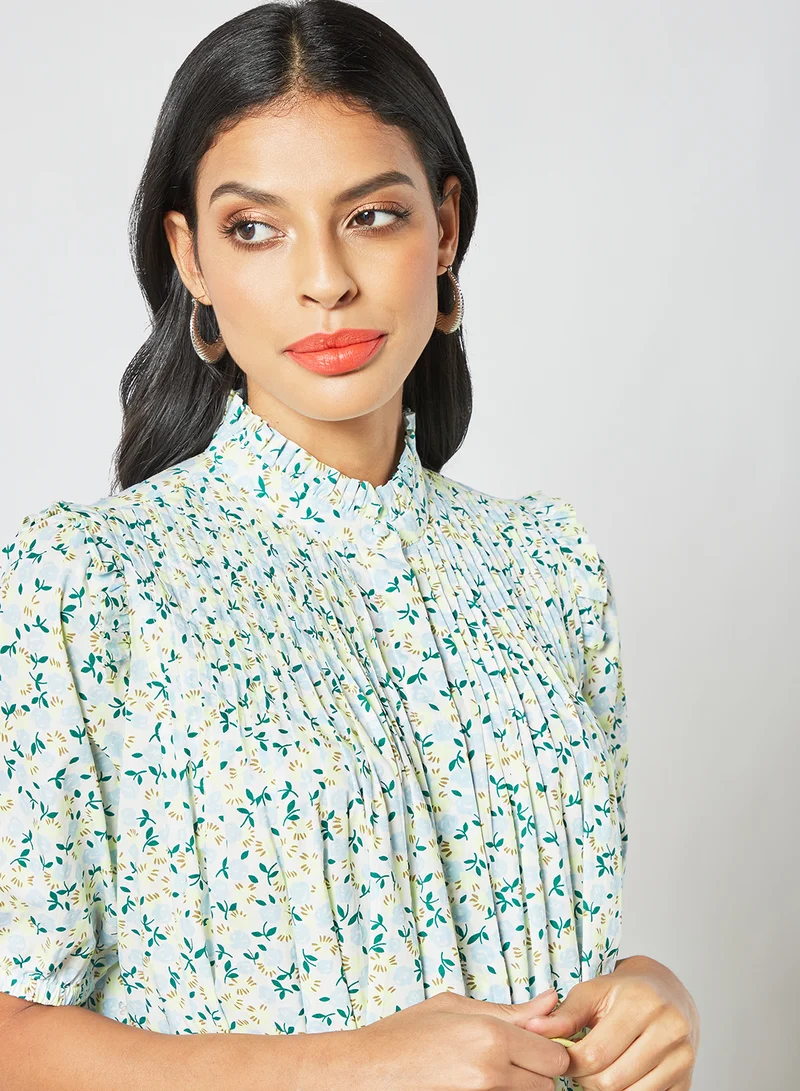Y.A.S All Over Print Dress Blue